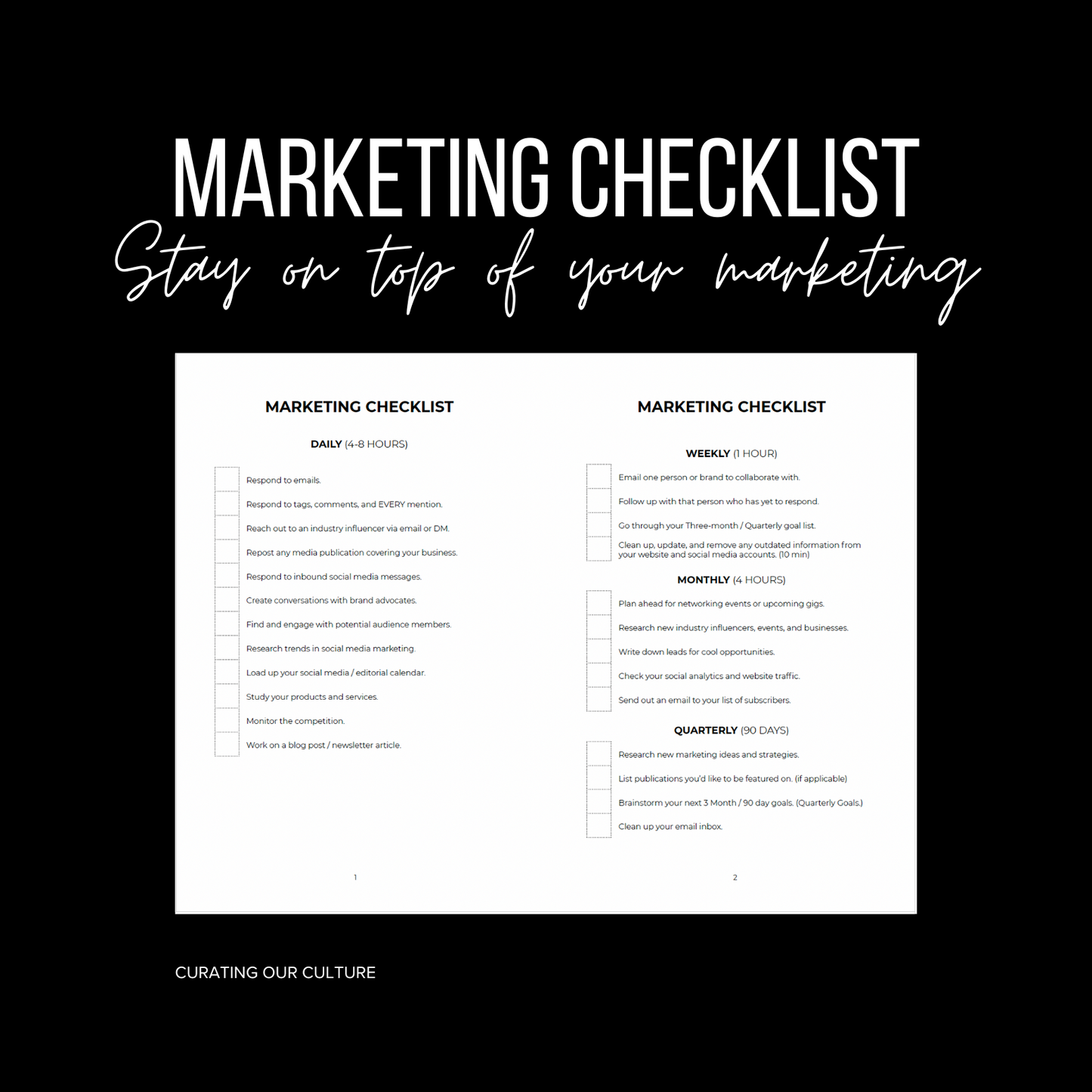 Complete Marketing Checklist for Creatives